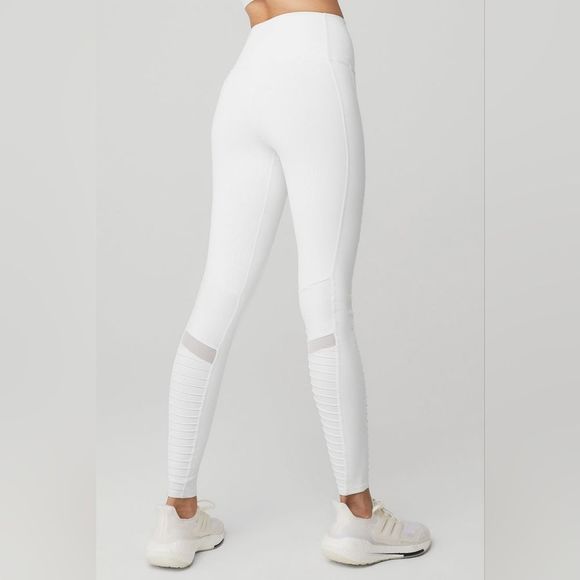 Alo Yoga High Waist Moto Biker Legging Pants Size Medium Light Cream. - Picture 6 of 16